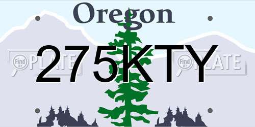 275KTY Oregon License Plate