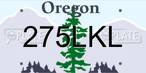 275LKL Oregon License Plate