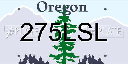 275LSL Oregon License Plate