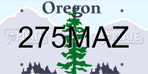 275MAZ Oregon License Plate
