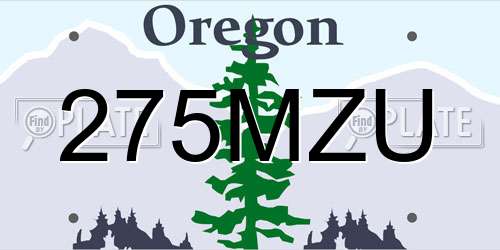 275MZU Oregon License Plate