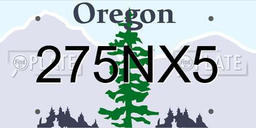 275NX5 Oregon License Plate