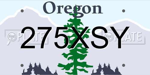 275XSY Oregon License Plate