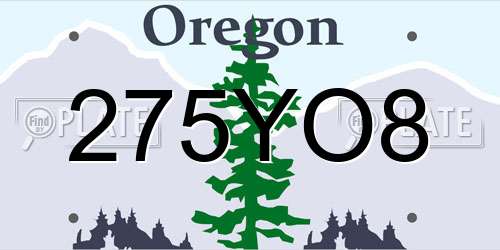 275YO8 Oregon License Plate