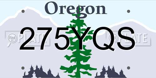 275YQS Oregon License Plate
