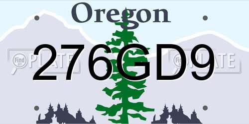 276GD9 Oregon License Plate