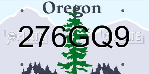 276GQ9 Oregon License Plate