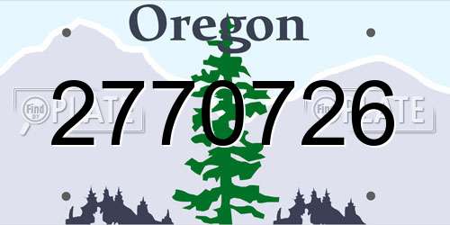 2770726 Oregon License Plate