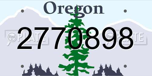 2770898 Oregon License Plate