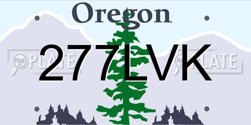277LVK Oregon License Plate