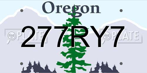 277RY7 Oregon License Plate