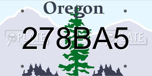278BA5 Oregon License Plate