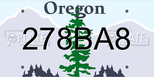 278BA8 Oregon License Plate