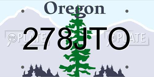 278JTO Oregon License Plate