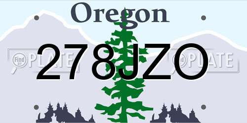 278JZO Oregon License Plate