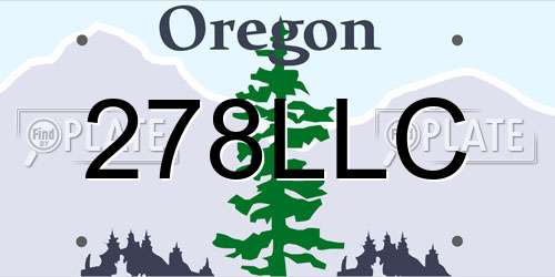 278LLC Oregon License Plate