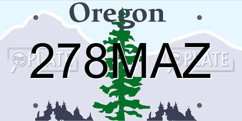 278MAZ Oregon License Plate