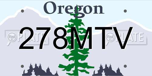 278MTV Oregon License Plate