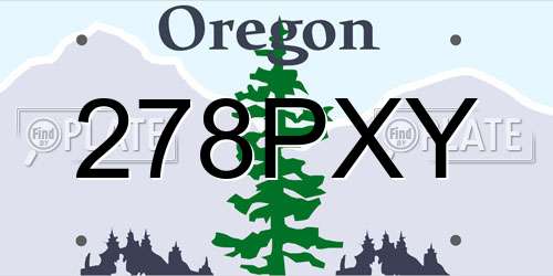278PXY Oregon License Plate