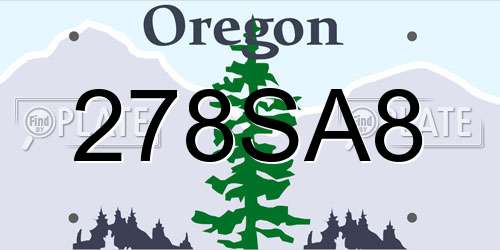 278SA8 Oregon License Plate