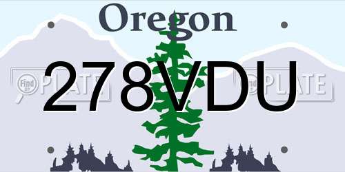 278VDU Oregon License Plate