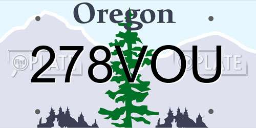 278VOU Oregon License Plate