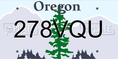 278VQU Oregon License Plate