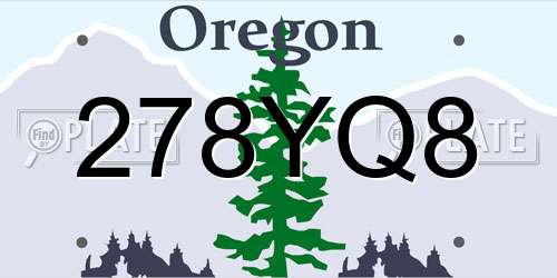 278YQ8 Oregon License Plate