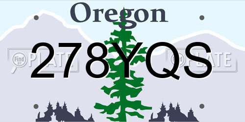 278YQS Oregon License Plate
