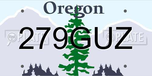 279GUZ Oregon License Plate