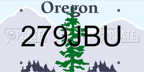 279JBU Oregon License Plate