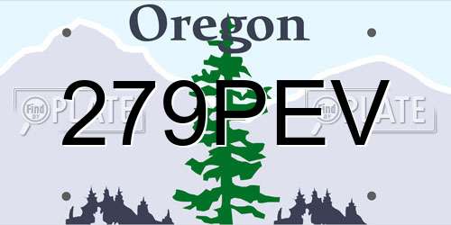 279PEV Oregon License Plate