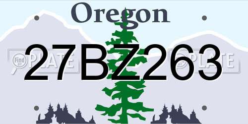 27BZ263 Oregon License Plate
