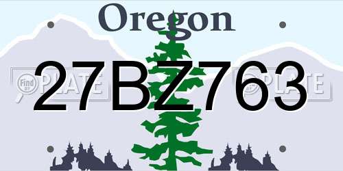 27BZ763 Oregon License Plate