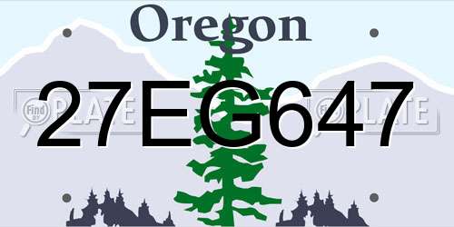 27EG647 Oregon License Plate