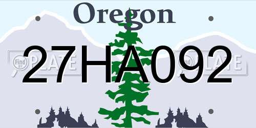 27HA092 Oregon License Plate