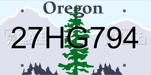 27HG794 Oregon License Plate