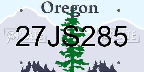 27JS285 Oregon License Plate