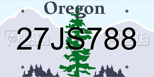 27JS788 Oregon License Plate