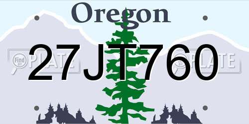 27JT760 Oregon License Plate
