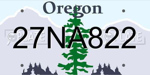 27NA822 Oregon License Plate