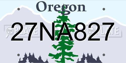 27NA827 Oregon License Plate