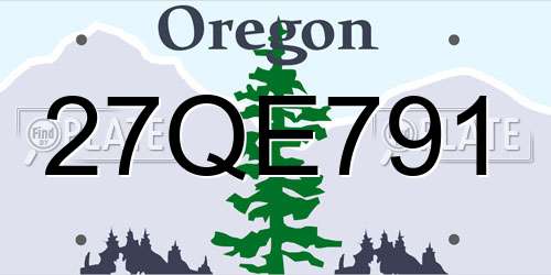 27QE791 Oregon License Plate