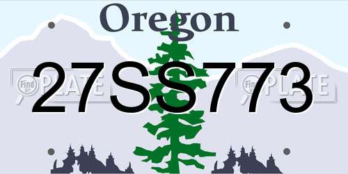 27SS773 Oregon License Plate