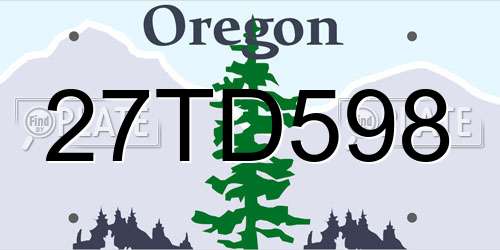27TD598 Oregon License Plate