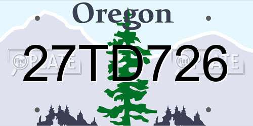 27TD726 Oregon License Plate