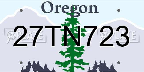 27TN723 Oregon License Plate