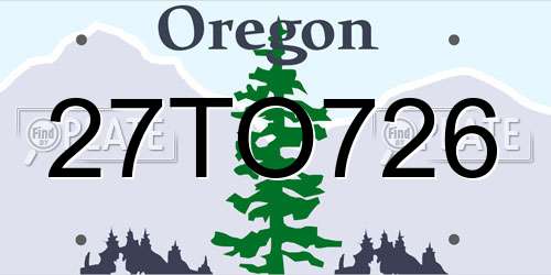 27TO726 Oregon License Plate
