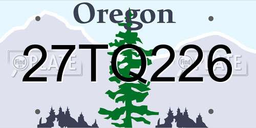 27TQ226 Oregon License Plate