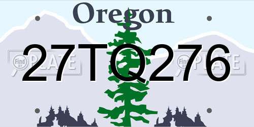 27TQ276 Oregon License Plate
